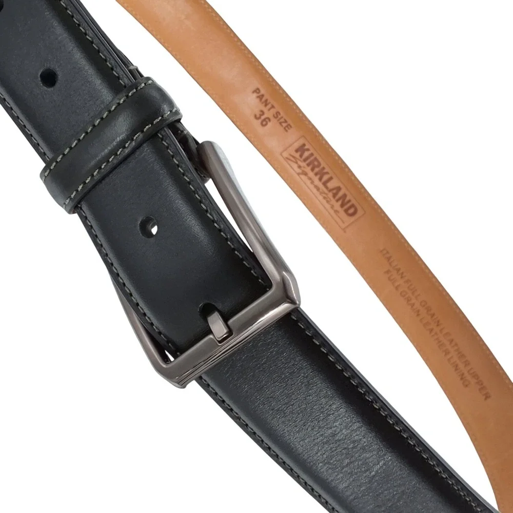 Mens Black Italian Full Grain Leather Dress Belt Size 38 / 95 NWOT